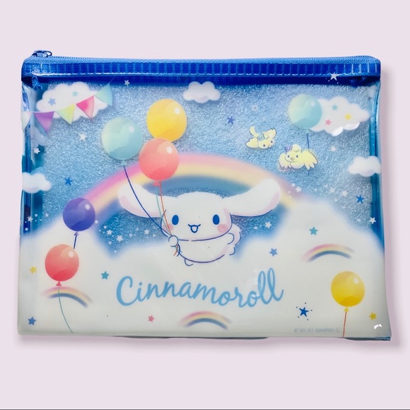 🌈 。。・ Cinnamoroll Light Blue Glitter Zipper Bag - Picture 2 of 5